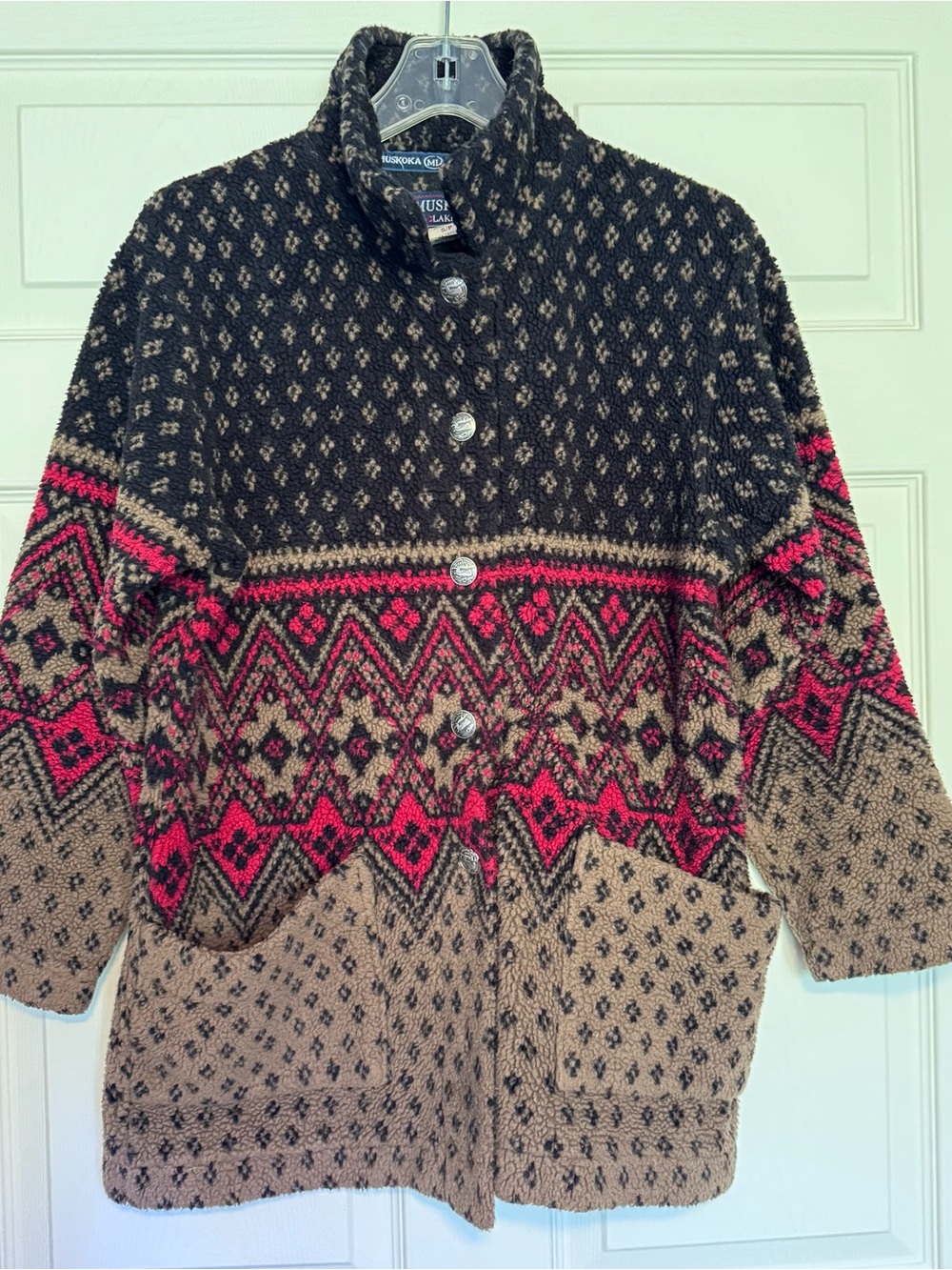 Vintage 1990s Muskoka Lakes button-up fleece sweater/jacket